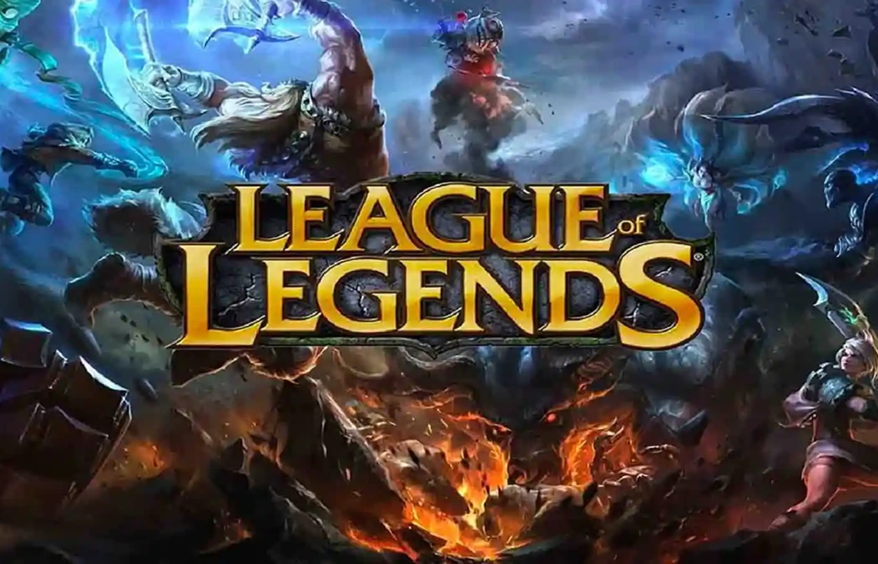 De personages van League of Legends in een epische strijd